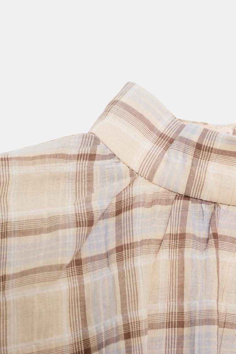 A CAMILLE Plaid Cape Crop Top