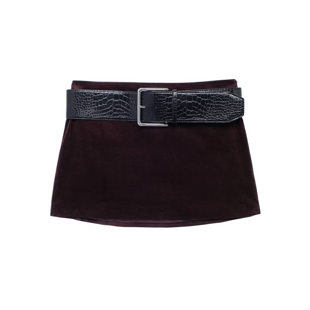 BELTED VELVET Skirt