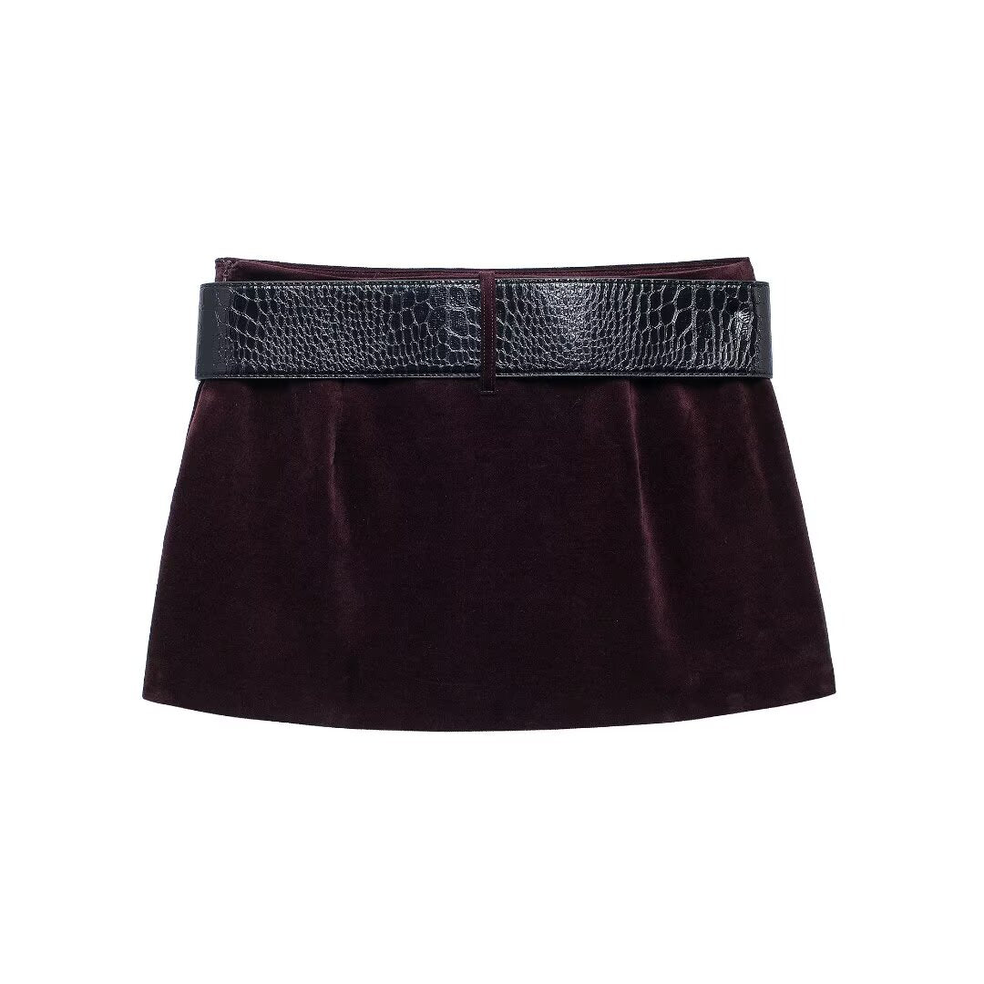 BELTED VELVET Skirt