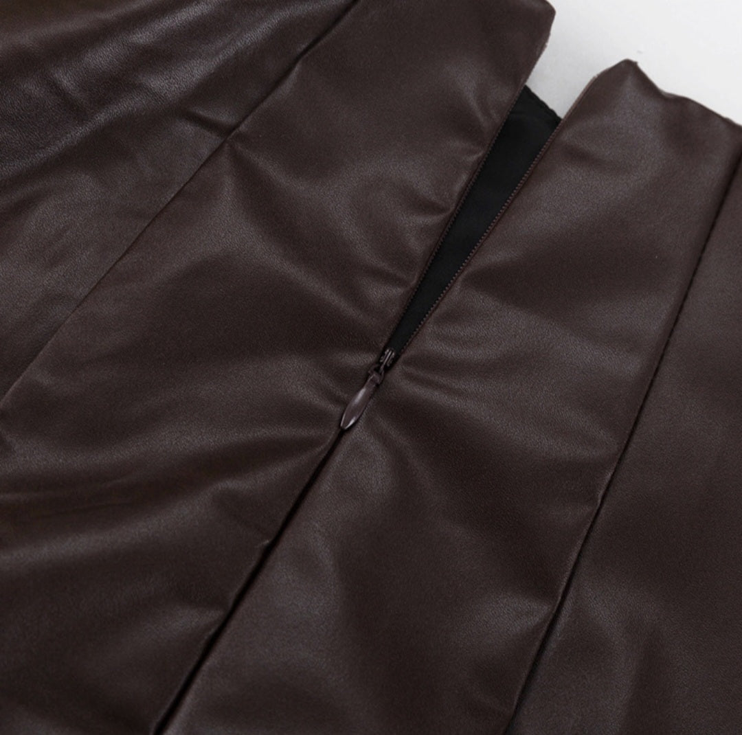 ANNOURA Faux Leather Maxi Dress