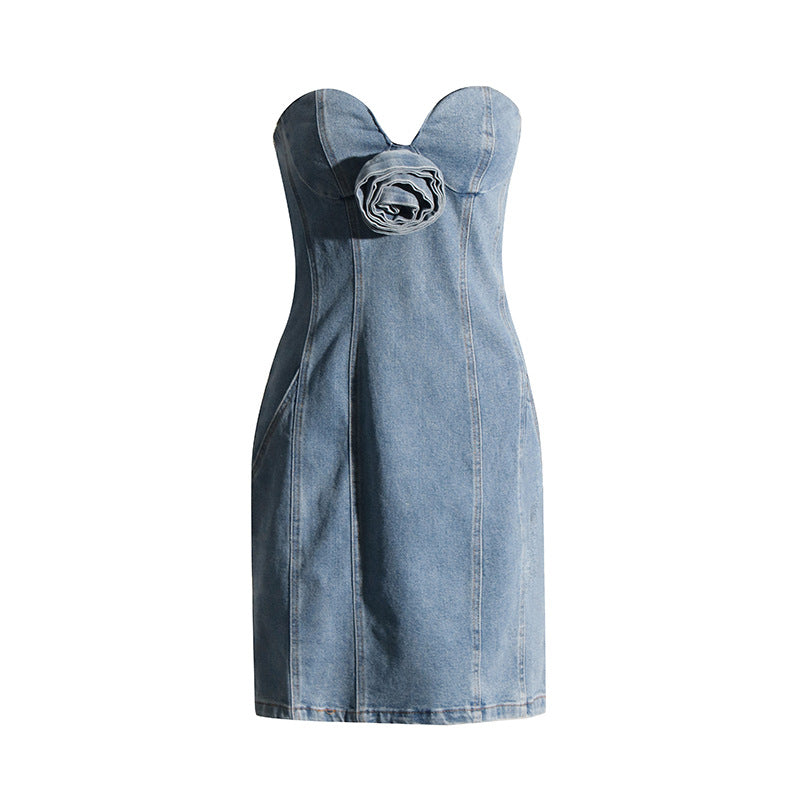 CHARLEIGHT Denim Blue Flower Dress