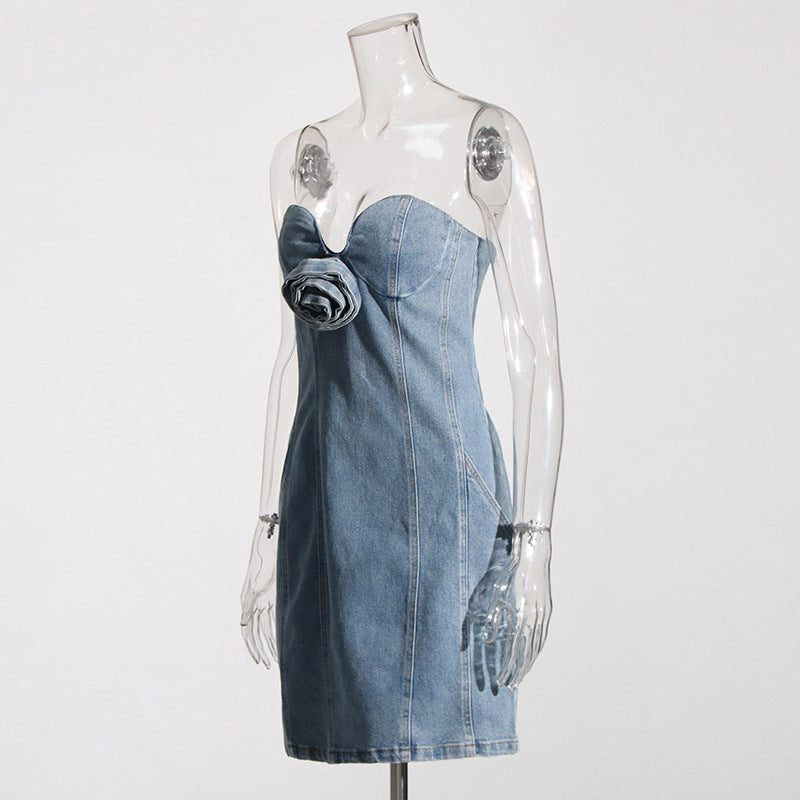 CHARLEIGHT Denim Blue Flower Dress