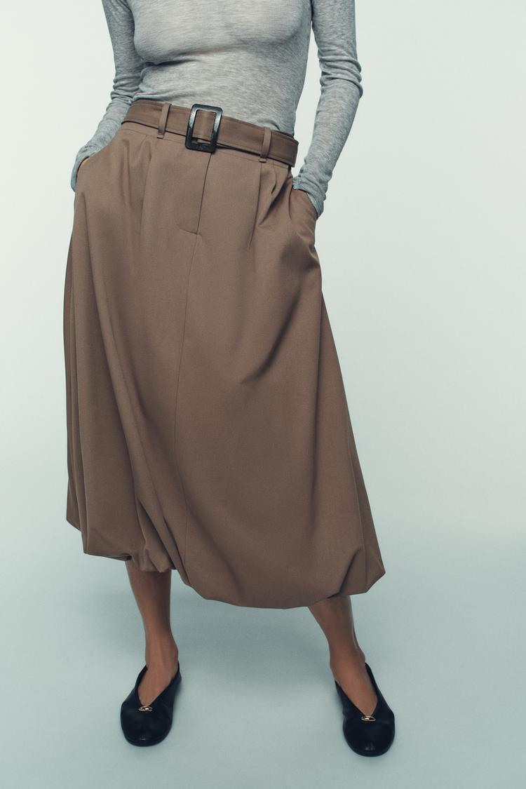 a MORGAN Balloon Skirt Midi Belted