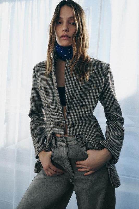 A LADY Asymetric Check Wool Blazer LIMITED EDITION
