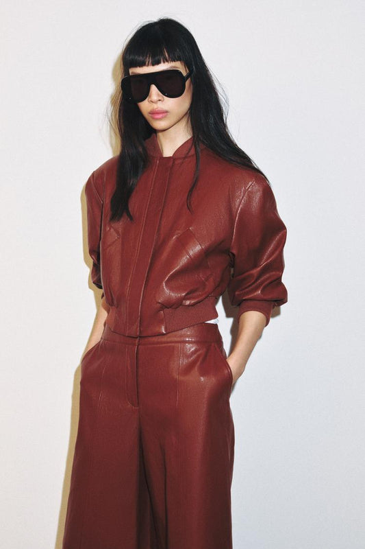 A MELBOURNE Faux Leather Bomber Jacket