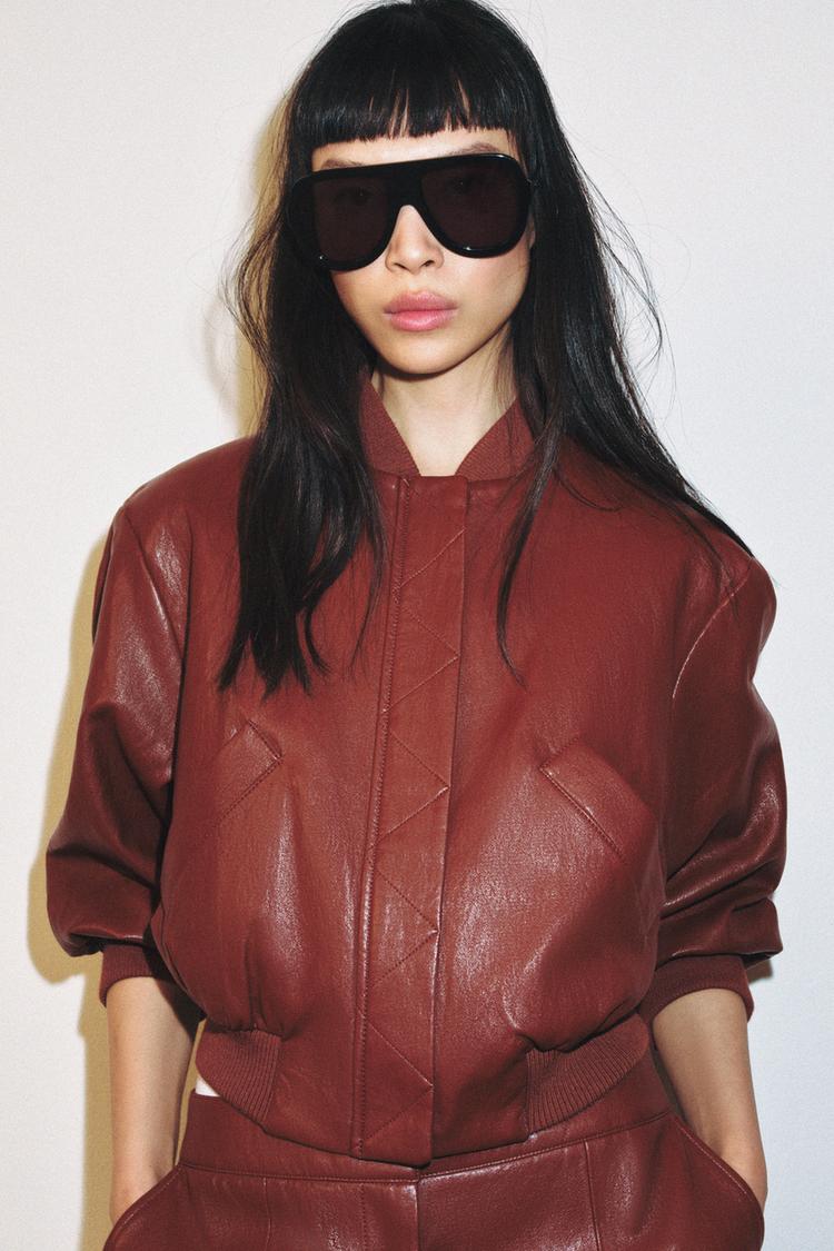 A MELBOURNE Faux Leather Bomber Jacket