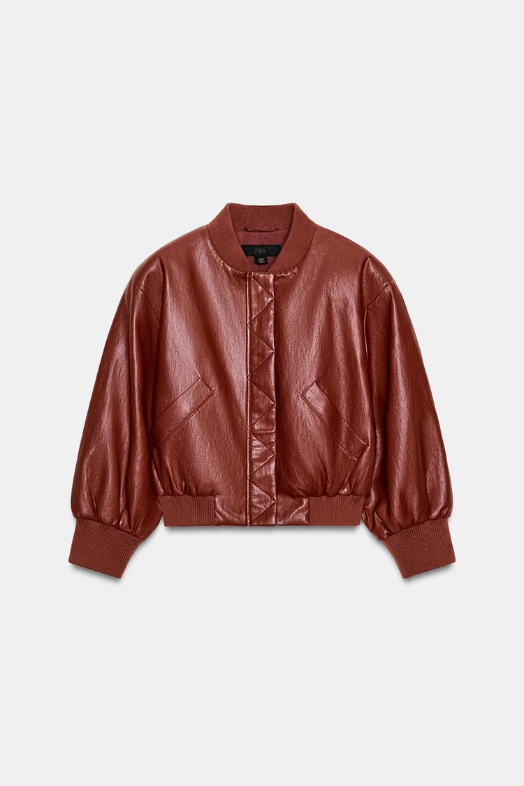 A MELBOURNE Faux Leather Bomber Jacket