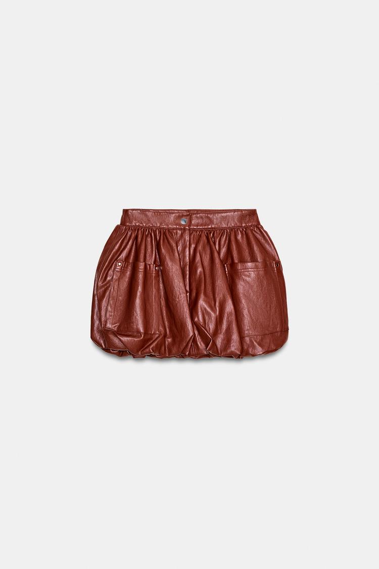 A MELBOURNE Faux Leather Balloon Mini Skirt