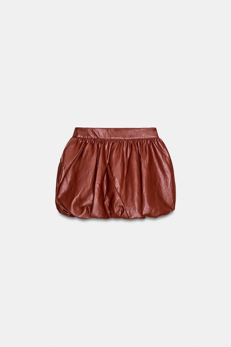 A MELBOURNE Faux Leather Balloon Mini Skirt