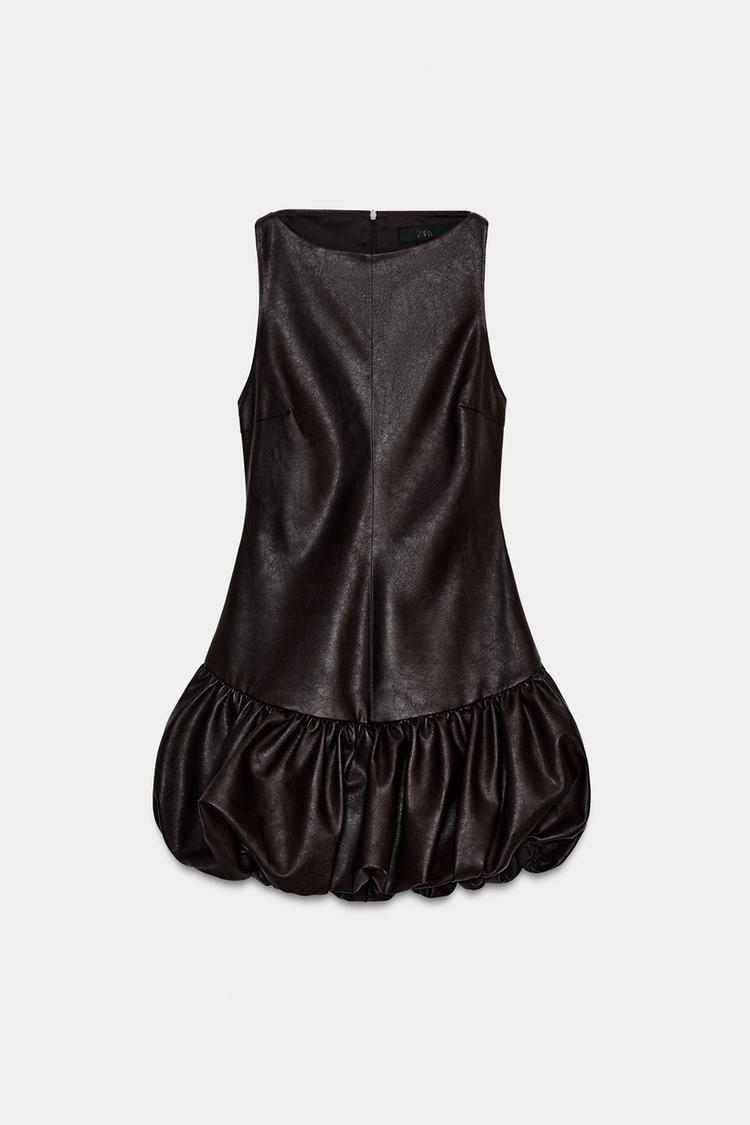 DANIELLE Faux Leather Balloon Jumpsuit Dress