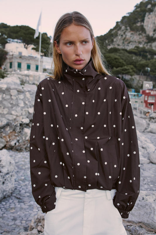 a ALANISA POLKA DOT BOMBER JACKET
