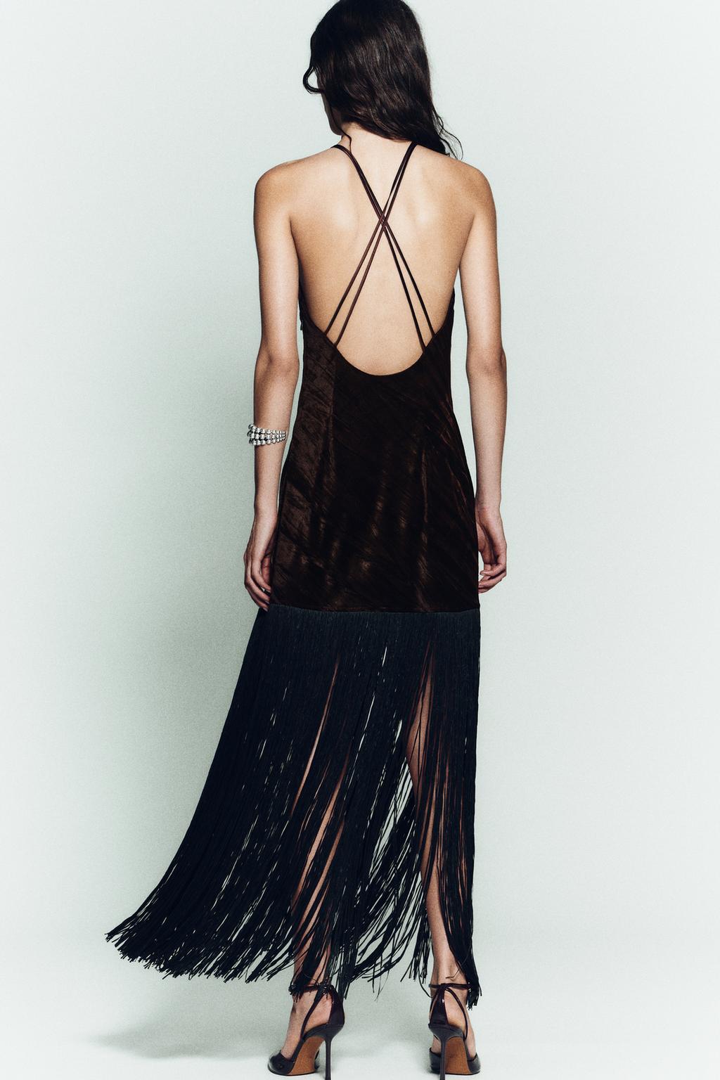 KENYA Velvet Fringe Midi Dress LIMITED EDITION