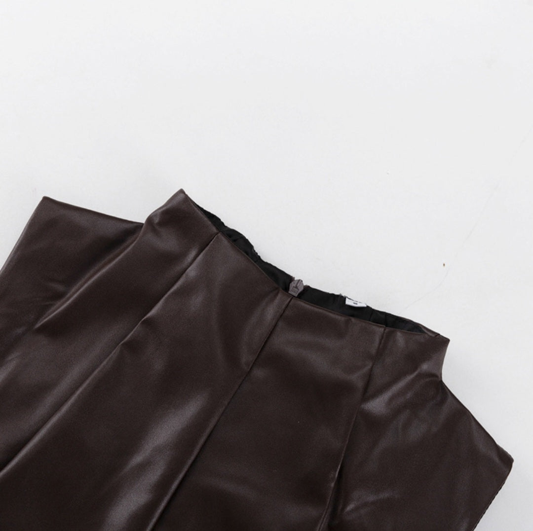 ANNOURA Faux Leather Maxi Dress