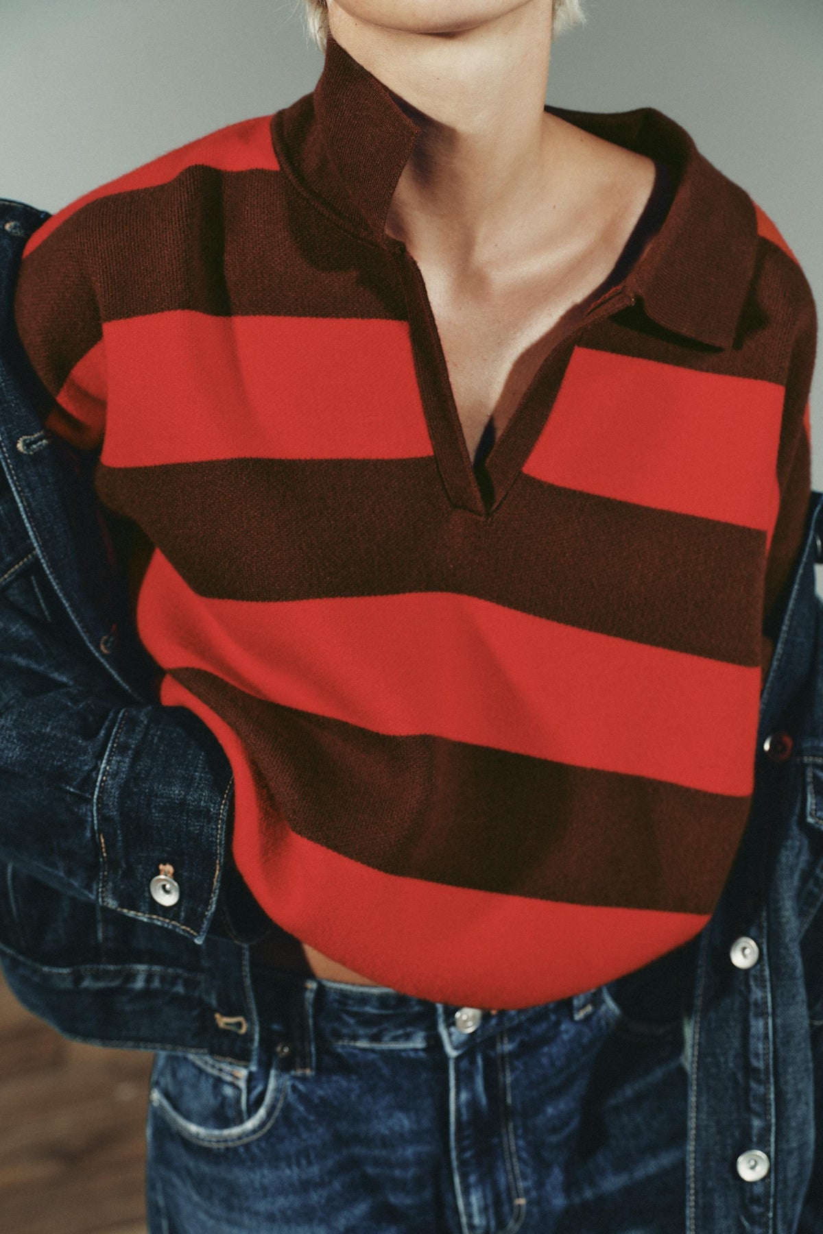 a ALLE Striped Knit Polo