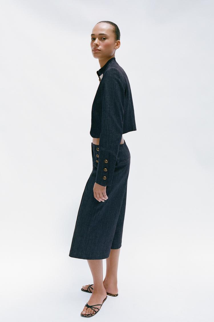 a COLETTE CROPPED LACE-TRIM JACKET