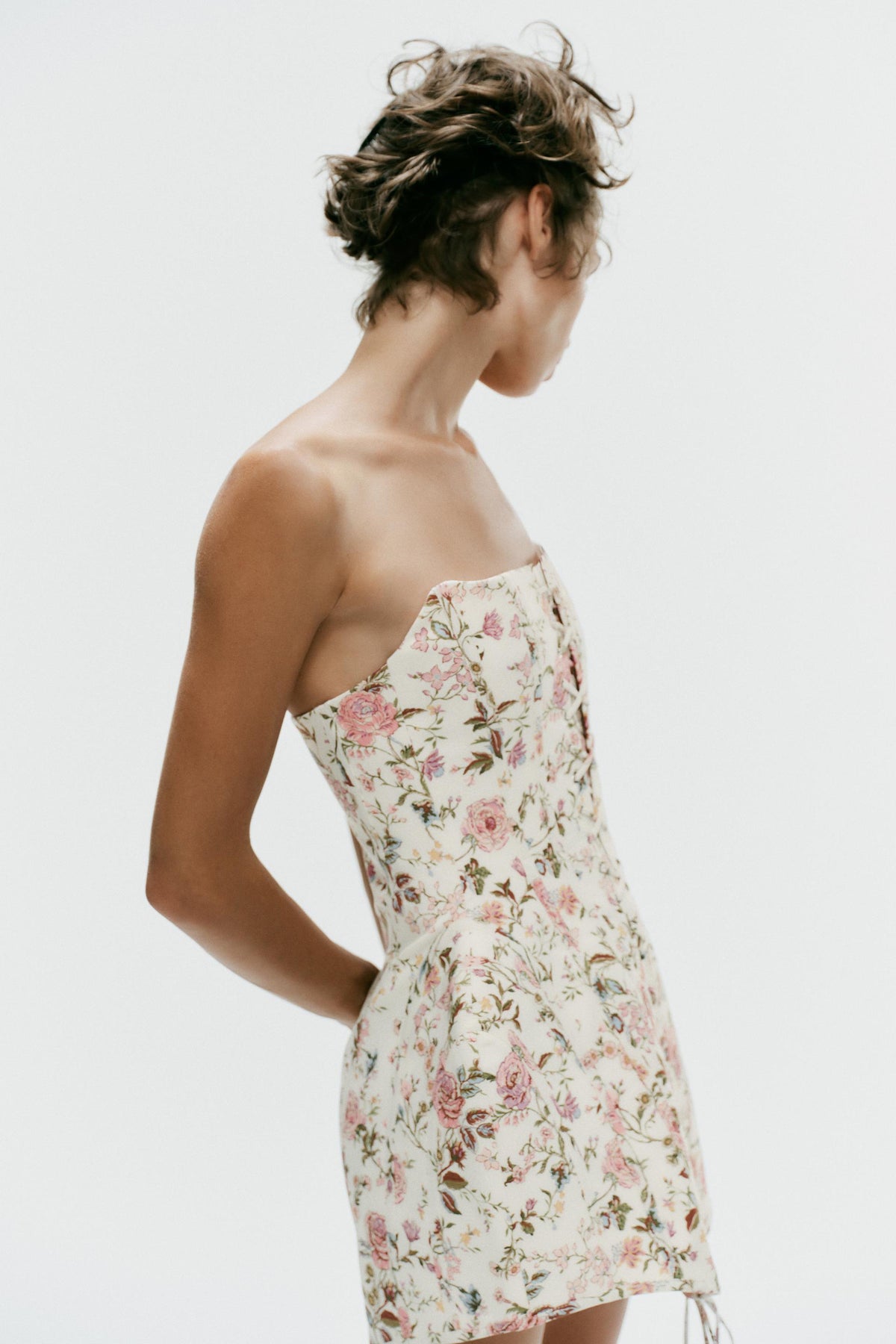 a ZOE FLORAL PRINT OFF-THE-SHOULDER DRESS