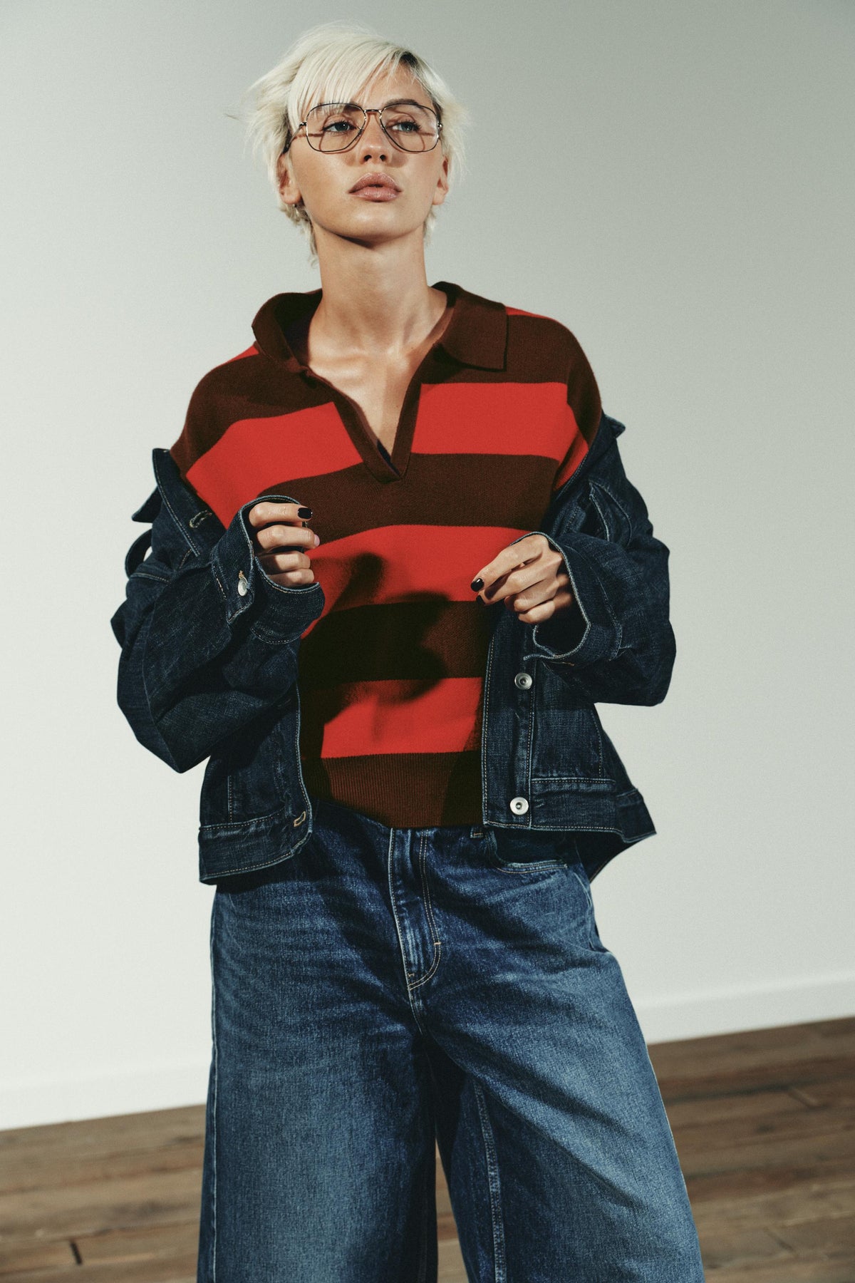 a ALLE Striped Knit Polo