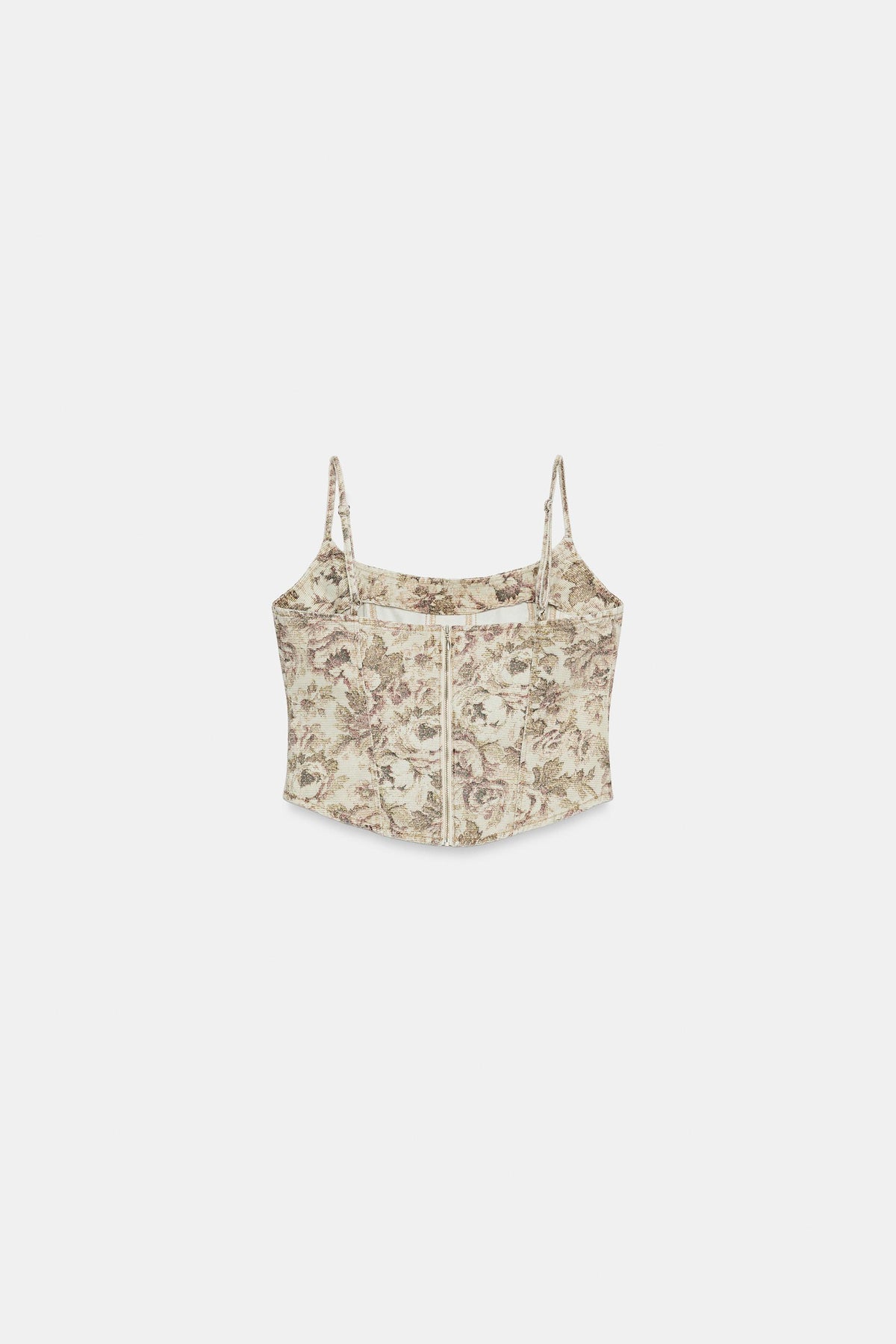 a VANIA FLORAL PRINT DENIM CROP TOP