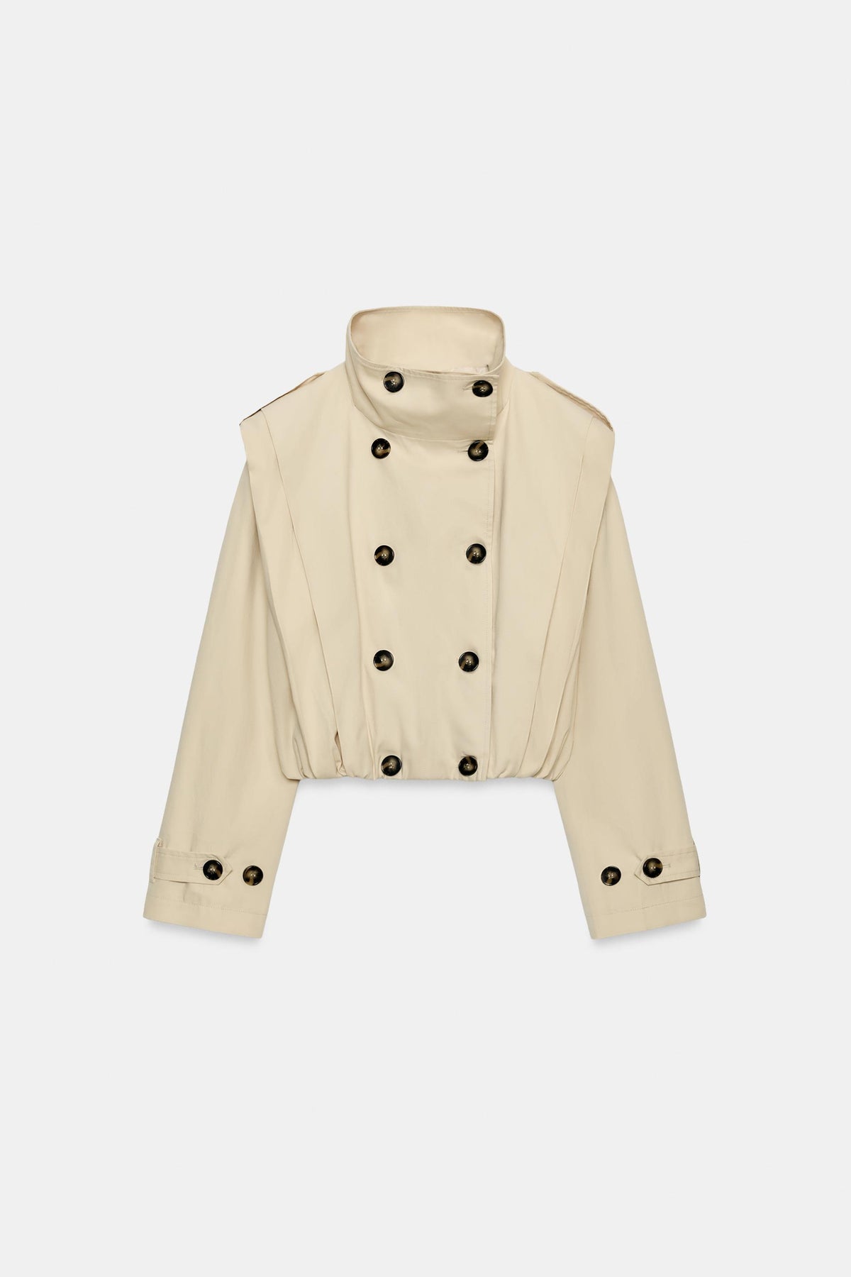 a SHARON SHORT PLEATED TRENCH COAT
