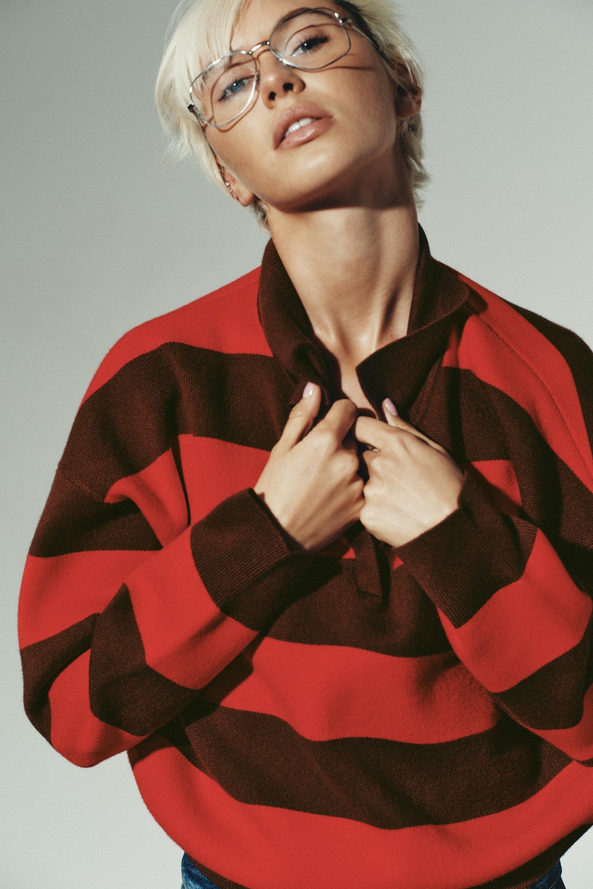 a ALLE Striped Knit Polo