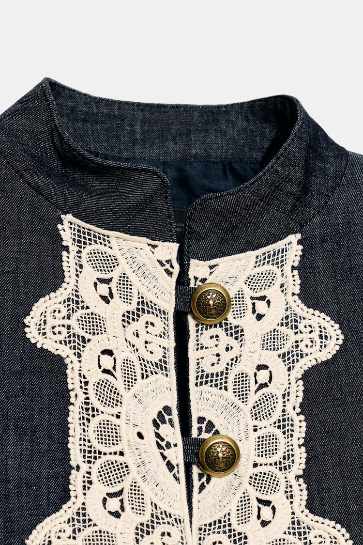 a COLETTE CROPPED LACE-TRIM JACKET