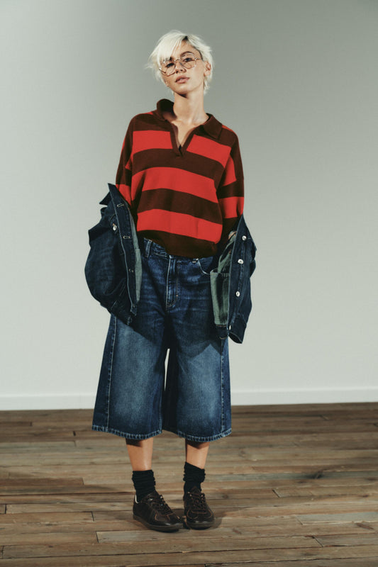 a ALLE Striped Knit Polo