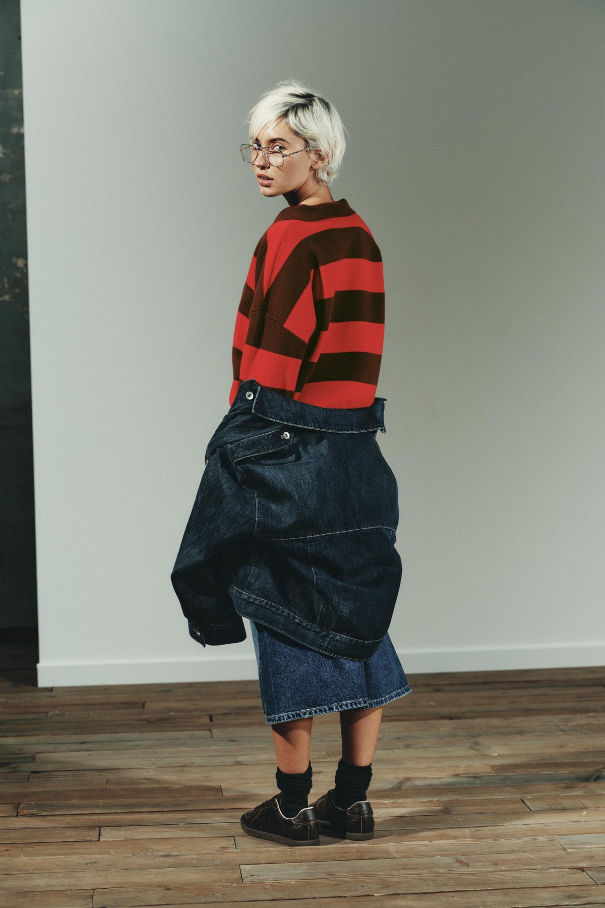 a ALLE Striped Knit Polo